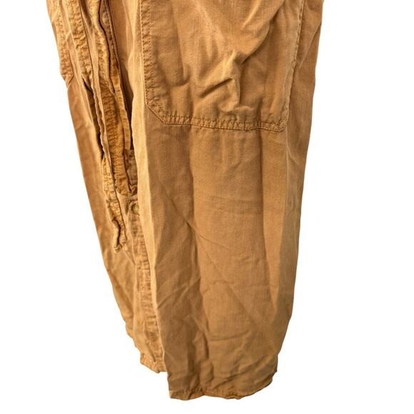 Caslon Button Down Womens Orange Tencel Soft Belted Midi Short Sleeve Dress sz M - Picture 8 of 16